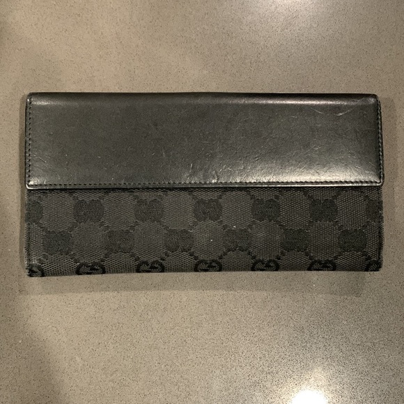 Authentic monogram black Gucci Jackie canvas and leather wallet - Picture 9 of 10